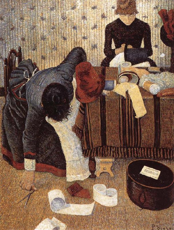 The woman making hats, Paul Signac